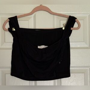 SET - Black Women's Cropped Tank Top and Mini Skirt